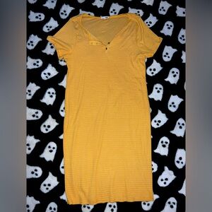 Fashion Nova Yellow Striped Midi Dress